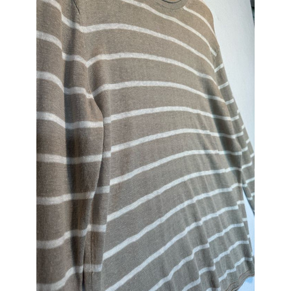 Club Monaco Sweater Womens Medium Striped Linen Blend Long Sleeve Beige Ivory - Picture 4 of 9